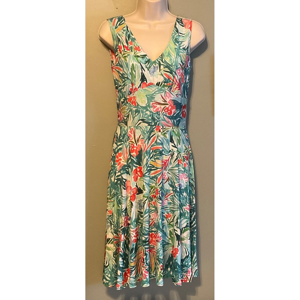 SALAAM TROPICAL FLOWERS SLEEVELESS MIDI DRESS Size S BEACH, VACATION Breezy